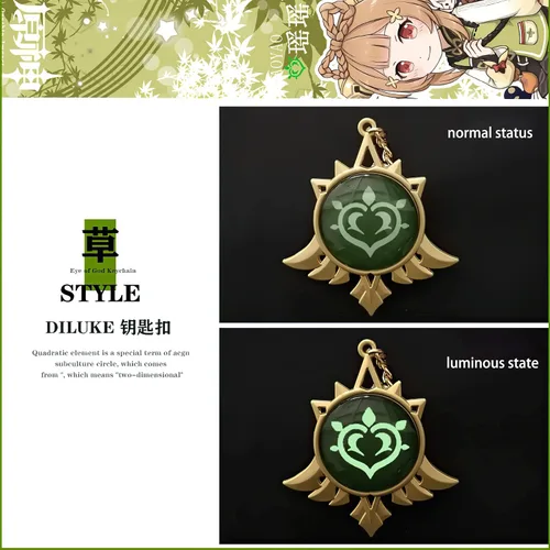 Vista 5 de Genshin Impact Vision - Broche luminoso de ojo de dios, llavero luminoso, llavero con colgante luminoso, diseño de personajes de juego