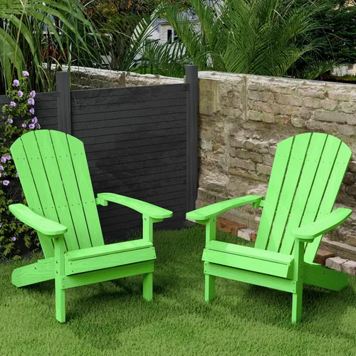 Vista 50 de YEFU Silla Adirondack de plástico resistente a la intemperie, sillas de patio con instalación fácil en 5 pasos, se ve exactamente como madera real