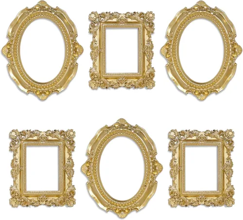 Vista 11 de 6 mini marcos dorados vintage pequeños marcos de fotos de resina para Latón