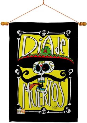 Vista 14 de Dia De Los Muertos Decoraciones Otoño Día de Muertos Decoración Habitación Hogar Mexico Mexicanos Ourdoor Interior Halloween Bandera Tapiz Césped