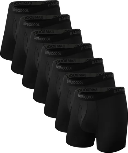 Vista 14 de BAMBOO COOL Calzoncillos tipo bóxer transpirables para hombre con bragueta que absorbe la humedad, ropa interior ligera, paquete de 7