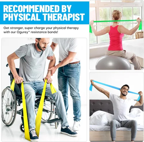 Vista 4 de Bandas de resistencia, bandas de ejercicio profesionales, bandas de terapia física para entrenamiento de fuerza, yoga, pilates, estiramiento
