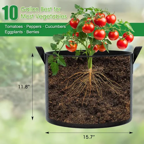 Vista 3 de FEED GARDEN Paquete de bolsas de cultivo+estacas de soporte para plantas