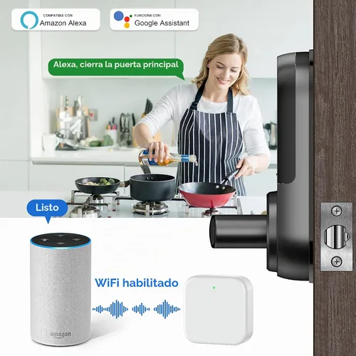 Vista 5 de Sifely Keyless Entry Smart Lock - Acceso de huellas dactilares y teclado, manija de puerta delantera, color negro