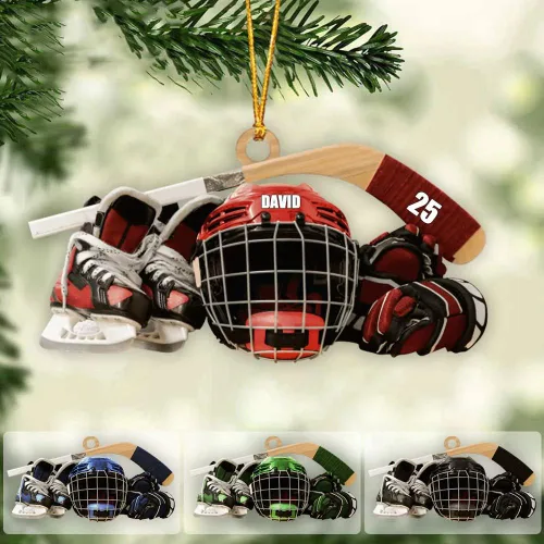 Vista 11 de Adorno acrílico de hockey personalizado 2026, decoración personalizada para árbol de Navidad, regalo único de recuerdo festivo para jugadores