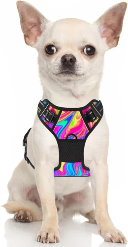Vista 2 de Rnivvi Arnés para perro sin tirones, bonito arnés reflectante de tamaño extra pequeño, chaleco acolchado suave ajustable para perros pequeños