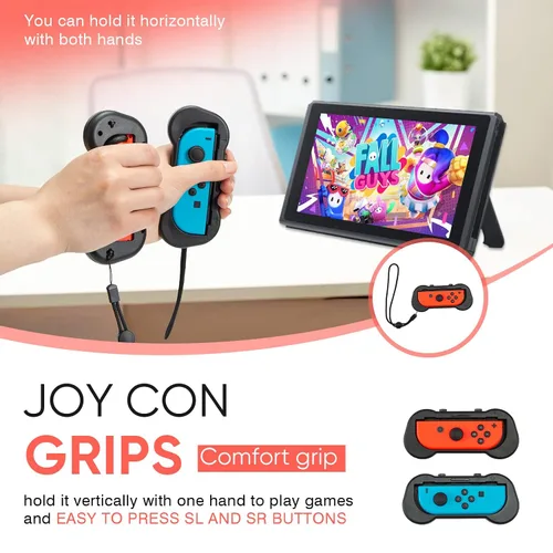 Vista 7 de Nintendo Switch Accessories Bundle, Switch Controllers Joy-Con Grips, 12 IN 1 Accessories Kit for Switch Sports Games, Tennis Rackets, Comfort Grips