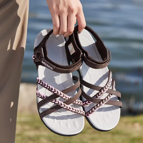 Vista 6 de MEGNYA Hiking Sandals for Women, Comfortable Walking Sandals Hook Loop Strap, Sports Lightweight Slides