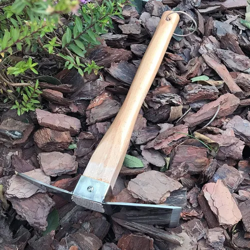 Vista 5 de Azada de pico de acero inoxidable con mango de madera, hachas de púa para excavar pico para excavar, azada Mattock de selección de jardín