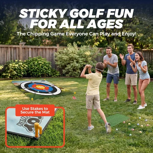 Vista 4 de TOY Life Chipping - Tapetes de práctica de golf, juego de golf, tapete de entrenamiento para interiores y exteriores, para adultos, familia, niños