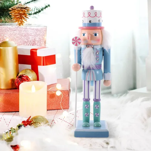 Vista 9 de 1 pieza de cascanueces de madera navideña, decoraciones de Navidad, figuras de cascanueces coleccionable festivo, adorno para fiesta de festivales
