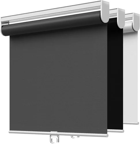 Vista 24 de Persianas enrollables opacas sin cordón para oscurecer la habitación, con sistema de resorte, protección UV, persianas de puerta, para hogar y Negro