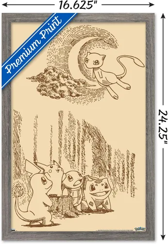 Vista 3 de Trends International Pokémon - Póster de pared de escena sepia