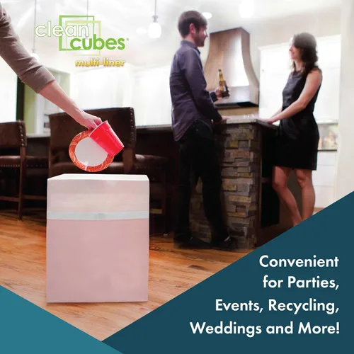 Vista 6 de Clean Cubes Botes de basura emergentes desechables de 13 galones (paquete de 3, multi-forro) con bolsas ajustadas – Contenedores plegables de basura