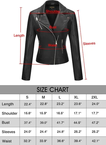 Vista 6 de Chaqueta de piel sintética para mujer, con cremallera, ajustada, para motociclista, para otoño e invierno