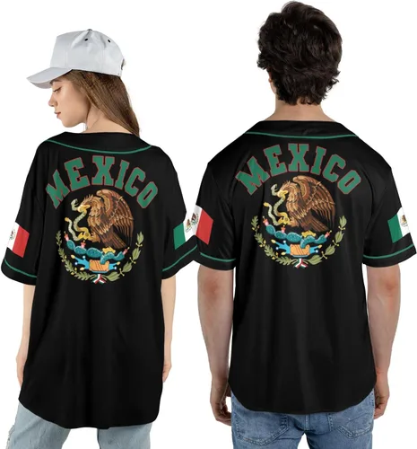 Vista 5 de Eagle Mexico - Camiseta de béisbol con la bandera de México para hombre, mujer, talla S a 5XL