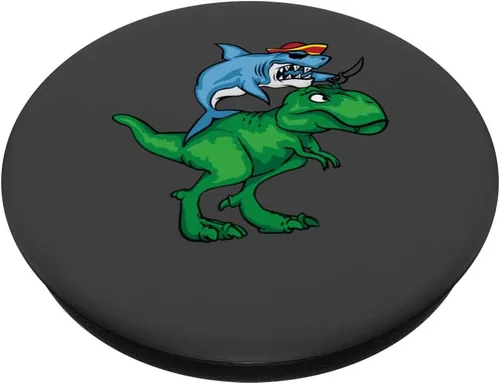 Vista 2 de Regalo para el día de la semana con diseño de pirata de tiburón en forma de T Rex – PopSockets Grip y Stand para teléfonos y tabletas