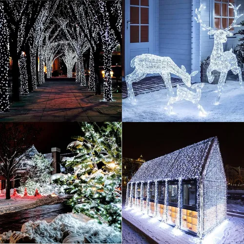 Vista 7 de Luces de Navidad para interiores y exteriores, tira de 200 luces LED para Navidad, de 23 m, con 8 modos, se puede conectar con otras tiras