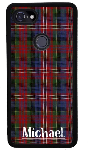 Vista 4 de Suéter a cuadros de color verde, azul, rojo, funda de goma negra personalizada para teléfono compatible con Google Pixel 10, 10 Pro, 10 Pro XL, 9a