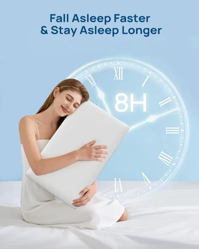 Vista 6 de Releep Almohada de espuma viscoelástica de gel Cool Touch, suave y transpirable, almohada plana para dormir boca abajo y espalda, almohada