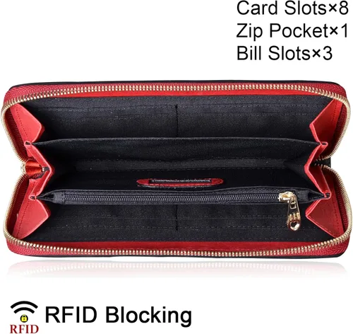 Vista 6 de PIJUSHI Cartera de pulsera de piel de cocodrilo para mujer bolso de mano