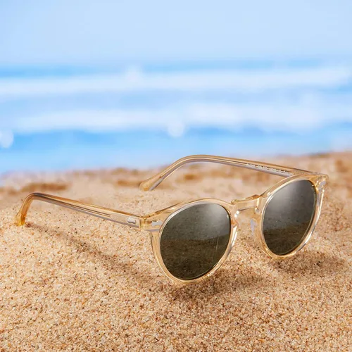 Vista 82 de CARFIA Gafas de sol polarizadas de acetato redondo para mujer, protección UV de cara pequeña con funda de cuero CA5288