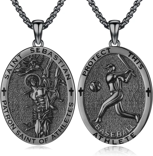 Vista 110 de Collar de amuleto de medalla de San Patrono de plata/oro de 14 39A-St Peregrino-Plata