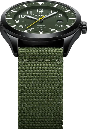 Vista 4 de Relojes militares para hombre reloj militar militar de cuarzo analógico impermeable para hombre pantalla de fecha nailon táctico deportes y relojes