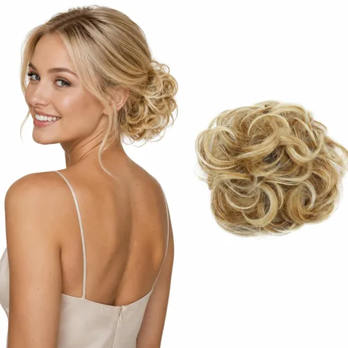 Vista 31 de CAISHA Postizo Grande Scrunchy Recogido Peinado Nupcial Rizado Moño Despeinado Marrón Chocolate Oscuro G2E