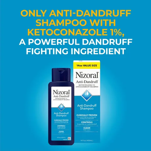Vista 2 de Nizoral Champú anticaspa con 1% de ketoconazol, 14 onzas líquidas, aroma fresco, champú antifúngico