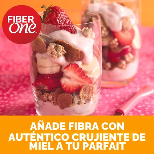 Vista 4 de Fiber One Honey Clusters Cereal de desayuno, cereal de fibra hecho con grano entero, 17.5 onzas
