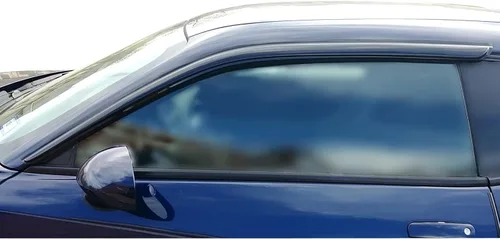 Vista 2 de IKON MOTORSPORTS Visera de ventana externa con cinta, compatible con Dodge Challenger 2008-2023, cubierta protectora de lluvia solar