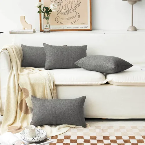 Vista 55 de Home Brilliant Funda de almohada de lino de 18 x 18 pulgadas, almohada decorativa para cama, sofá, sala de estar, 1 unidad, color gris ceniza