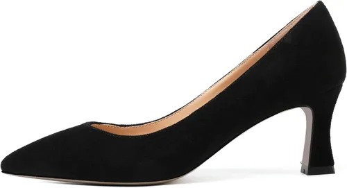 Vista 2 de Zapatos de tacón medio con punta puntiaguda para mujer, sin cordones, de gamuza, de 2.5 pulgadas