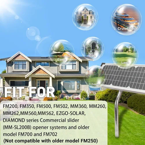 Vista 4 de FM123 Kit de panel solar de 10 vatios apto para abridores de puerta automáticos Mighty Mule, cargador de batería de panel solar portátil de 12 V