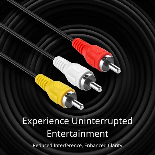Vista 4 de Cable TNP 3 RCA AV – Cable de audio y video de 6 pies con conector macho a macho – Cable de video compuesto de doble blindaje rojo, blanco