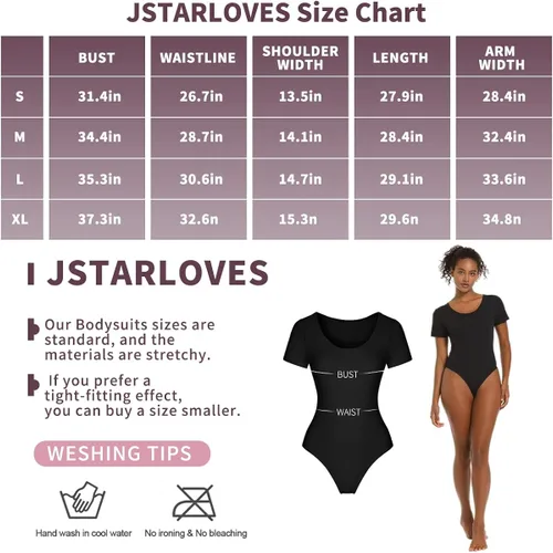 Vista 5 de jstarloves Women's Scoop Neck Short Sleevee Bodysuits Shapewear