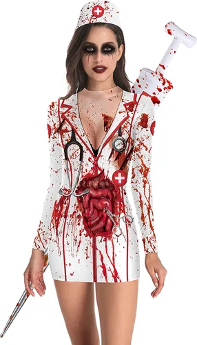Vista 2 de KatchOn, Bloody Nurse Halloween Costumes for Women - Halloween Costume Adult Zombie Nurse Costume for Halloween Party