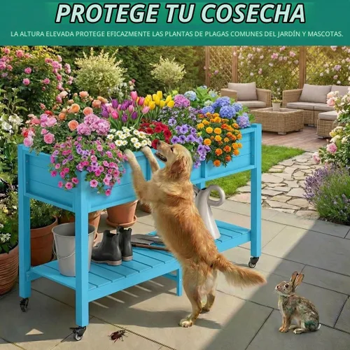 Vista 2 de YITAHOME Cama de jardín elevada de polietileno de alta densidad, 47 x 18 x 31 pulgadas, maceta elevada de madera de polietileno resistente a