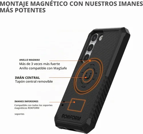 Vista 4 de Rokform - Funda para Galaxy S23, Serie Resistente, Carcasa Magnética con Bloqueo de Giro, Funda Blindada Probada contra Caídas (Negro)