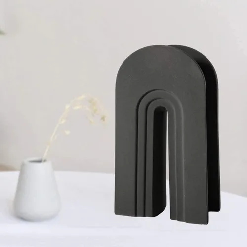 Vista 2 de Florero de cerámica moderno florero floral elegante jarrón decorativo centro de mesa para boda fiesta de cumpleaños - gris