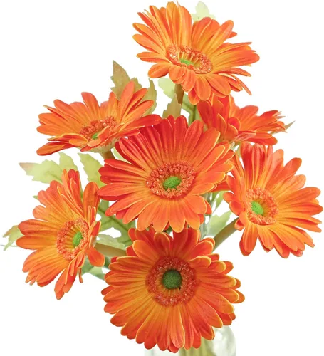 Vista 24 de FiveSeasonStuff Real Touch Gerbera Daisy - Arreglo de flores artificiales y ramo de boda (7 tallos florales, rojo baya)