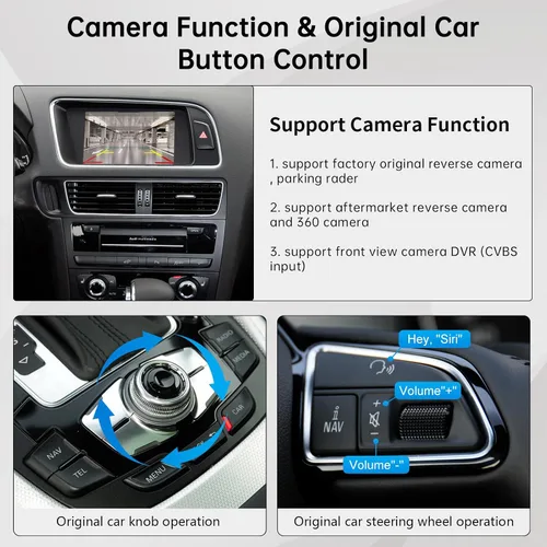 Vista 5 de Road Top Carplay inalámbrico Android Auto para Audi A4 A5 S4 S5 RS4 RS5 Q5 2008-2015 con sistema 3GMMI, kit de readaptación Carplay, soporte