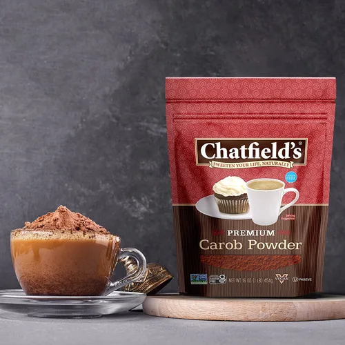 Vista 6 de Chatfield's Polvo de algarrobo natural de 16 onzas, dulce y delicioso, calidad premium, sin cafeína, sin gluten, vegano, kosher, verificado sin OMG