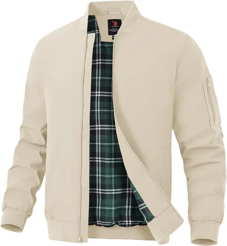 Vista 25 de TBMPOY Chaquetas ligeras para hombre, cortavientos ligeros, con cremallera completa, casual, para trabajo, golf, negocios, otoño, abrigo