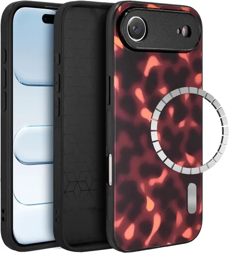 Vista 35 de Funda para iPhone 17 Pro, cubierta delgada de TPU con diseño de caparazón de tortuga ligera para mujeres, soporte para teléfono con protección Carey