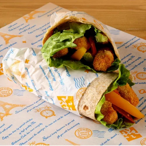 Vista 5 de 100 piezas de bolsas de papel para empaquetado de sándwiches - Hojas de papel encerado para alimentos, envoltorios para cestas, envoltorios