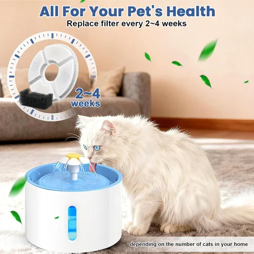 Vista 6 de Repuesto de filtro de fuente de agua para gatos, 4 filtros de fuente de gato de 5 pulgadas de diámetro con sistema de 3 filtraciones, filtros