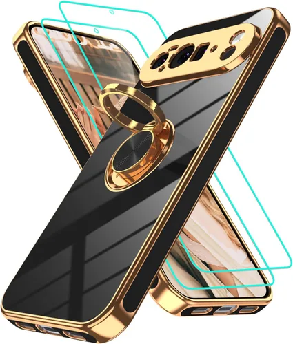 Vista 334 de Funda para Motorola Moto G 5G 2024: Funda Moto G Play 5G 2024 con 2 piezas de protectores de pantalla, soporte de anillo de rotación de 360°