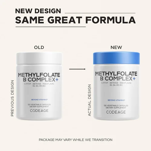 Vista 3 de Codeage Methylfolate B Complex Supplements - 5 MTHF, Metilcobalamina 1000mcg Vitamina B12 metilada, riboflavina, betaína, vitaminas B6, ciclo